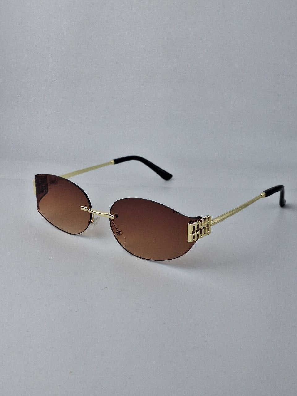 Oval Rimless Gradient Sunglasses