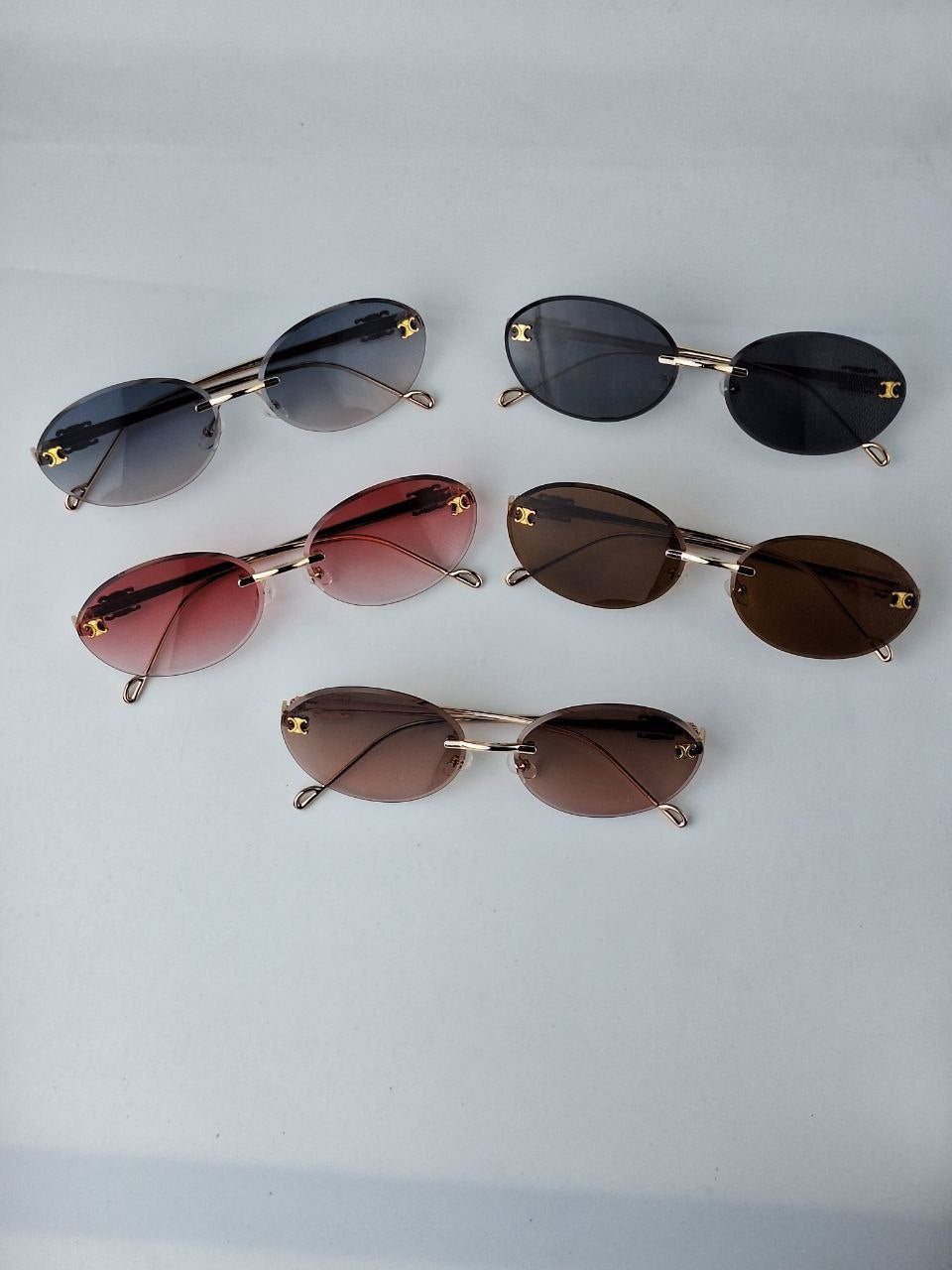 Seba Oval Rimless Gradient Sunglasses – Premium Metal Frame