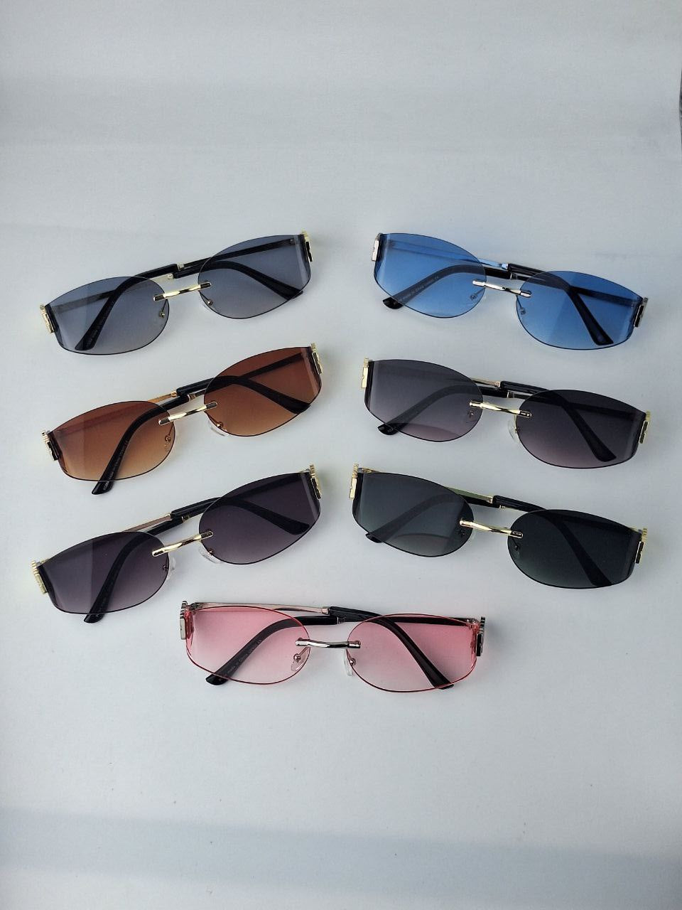 Oval Rimless Gradient Sunglasses